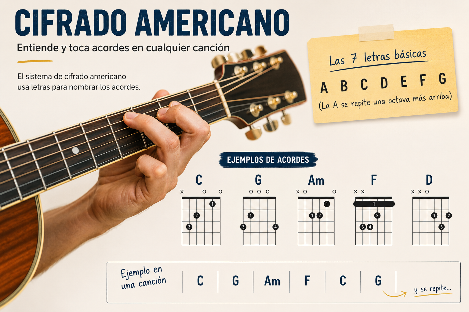Cifrado americano: qué es y cómo leer acordes de guitarra